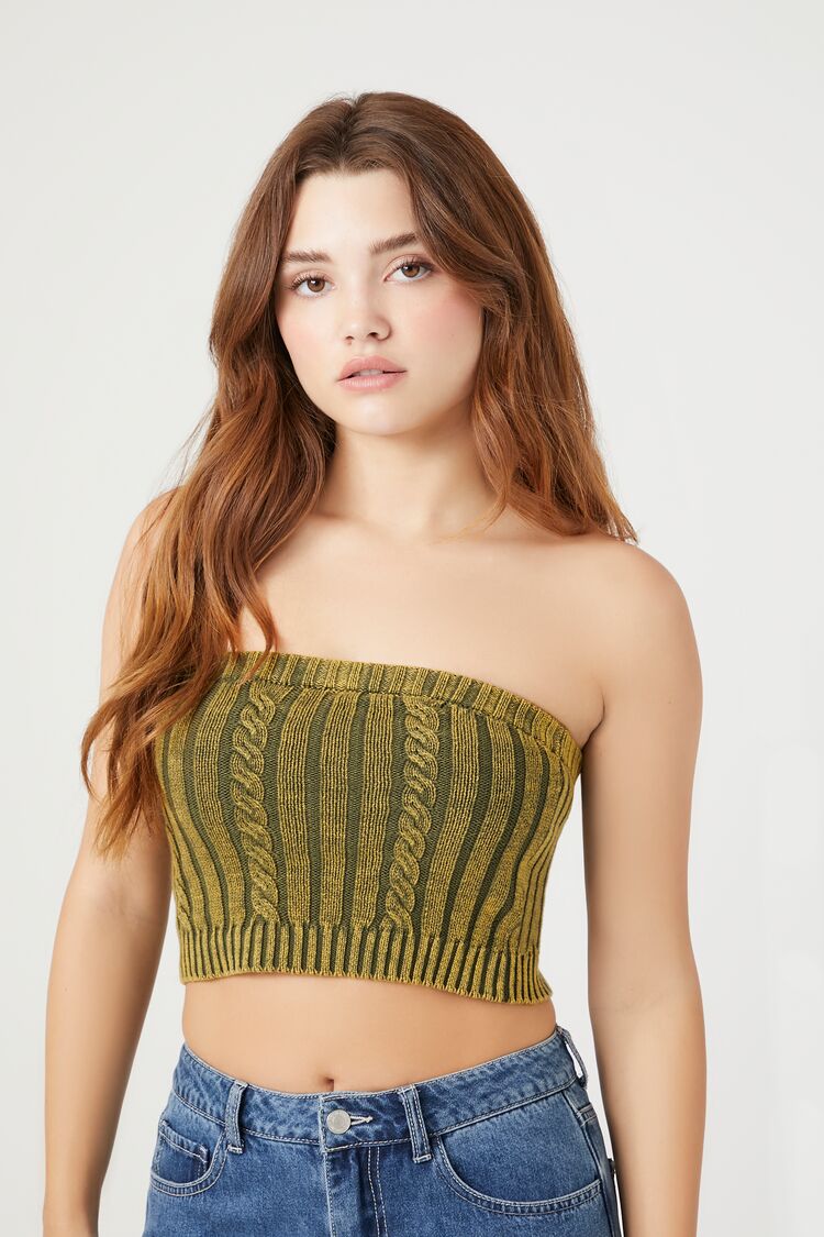 Cable Sweater-Knit Tube Top-Feelings Star