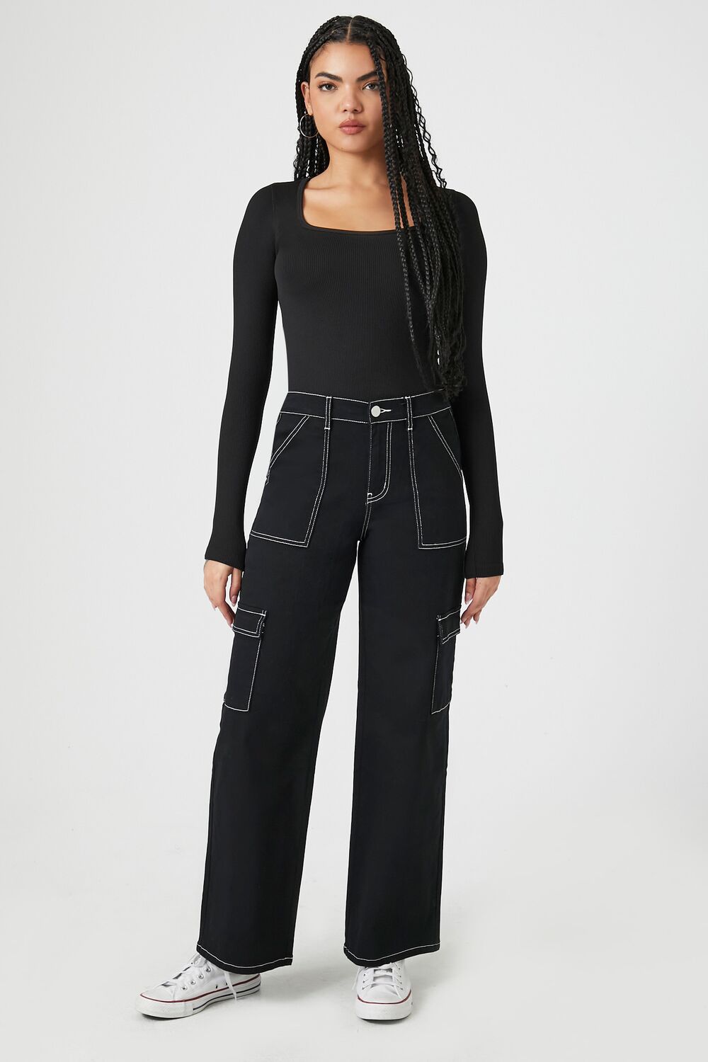 Twill Straight-Leg Cargo Pants-Feelings Star