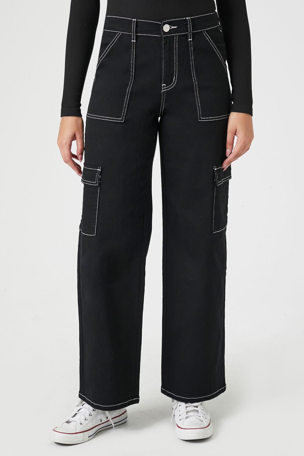 Twill Straight-Leg Cargo Pants-Feelings Star