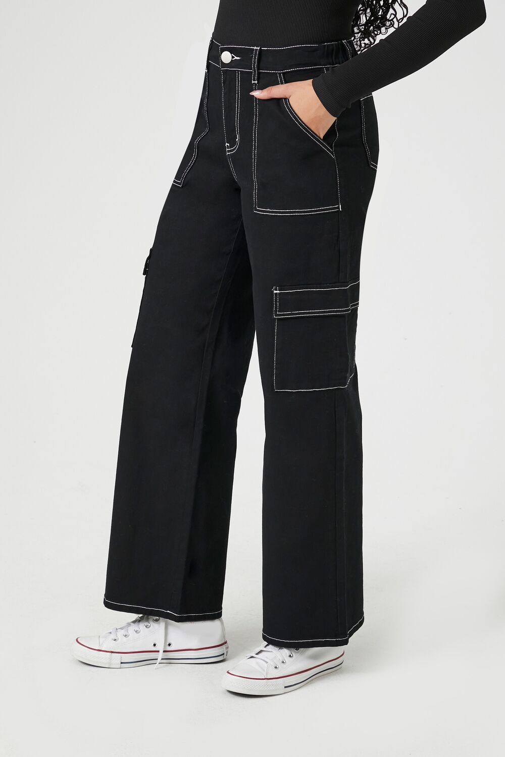 Twill Straight-Leg Cargo Pants-Feelings Star