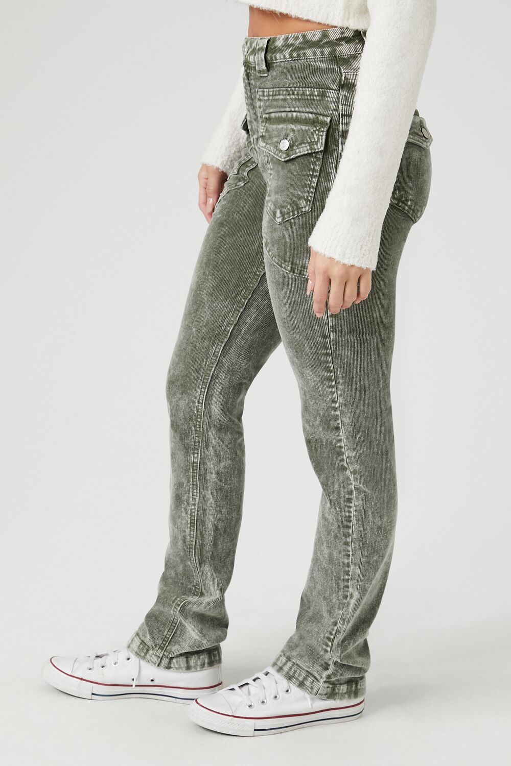 Acid Wash Corduroy Cargo Pants-Feelings Star