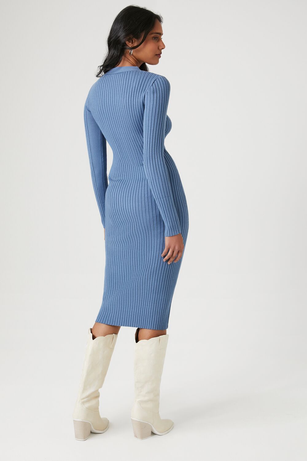 Button-Front Midi Sweater Dress-Feelings Star