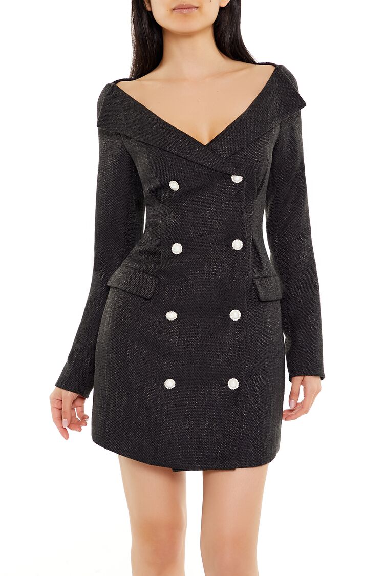 Tweed Double-Breasted Mini Dress-Feelings Star