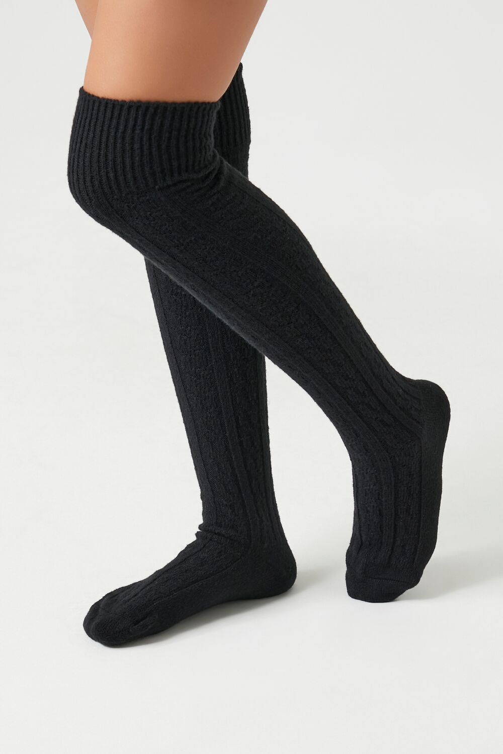 Cable Knit Knee-High Socks-Feelings Star