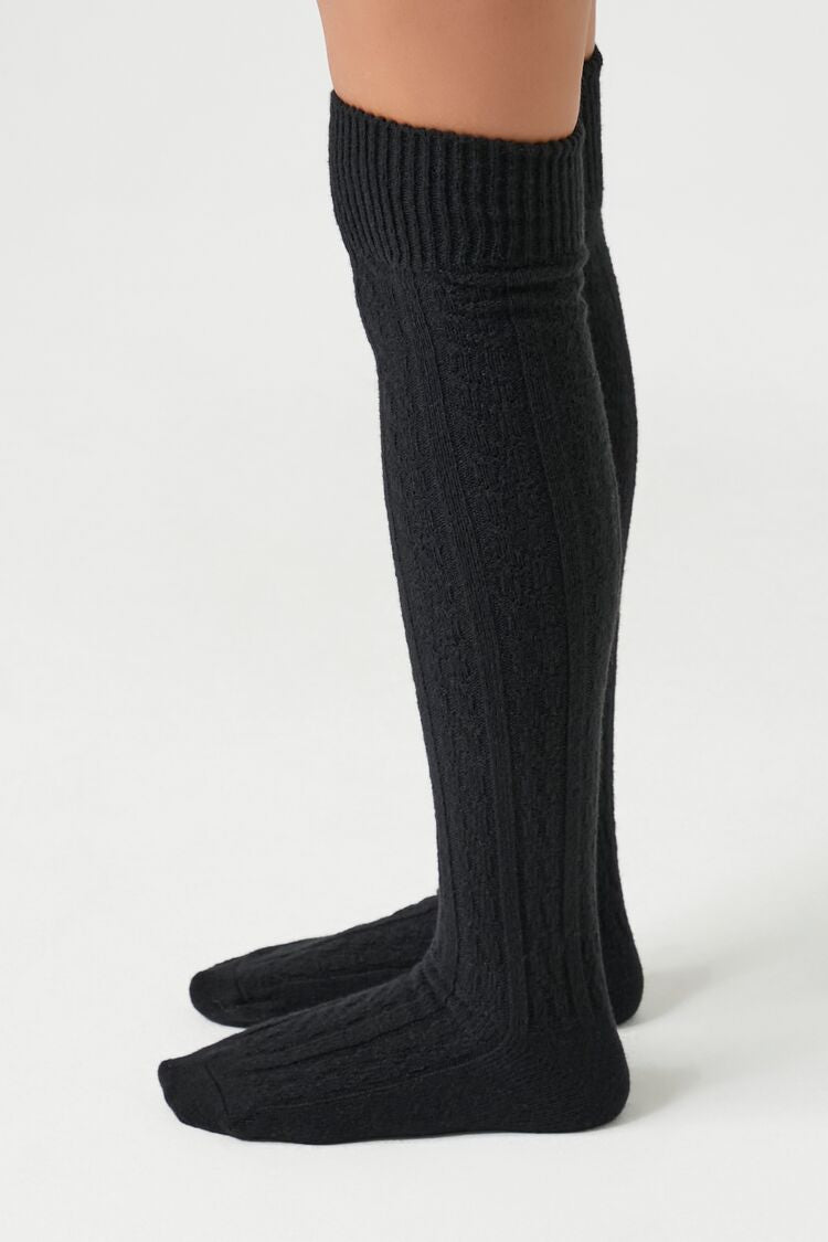 Cable Knit Knee-High Socks-Feelings Star