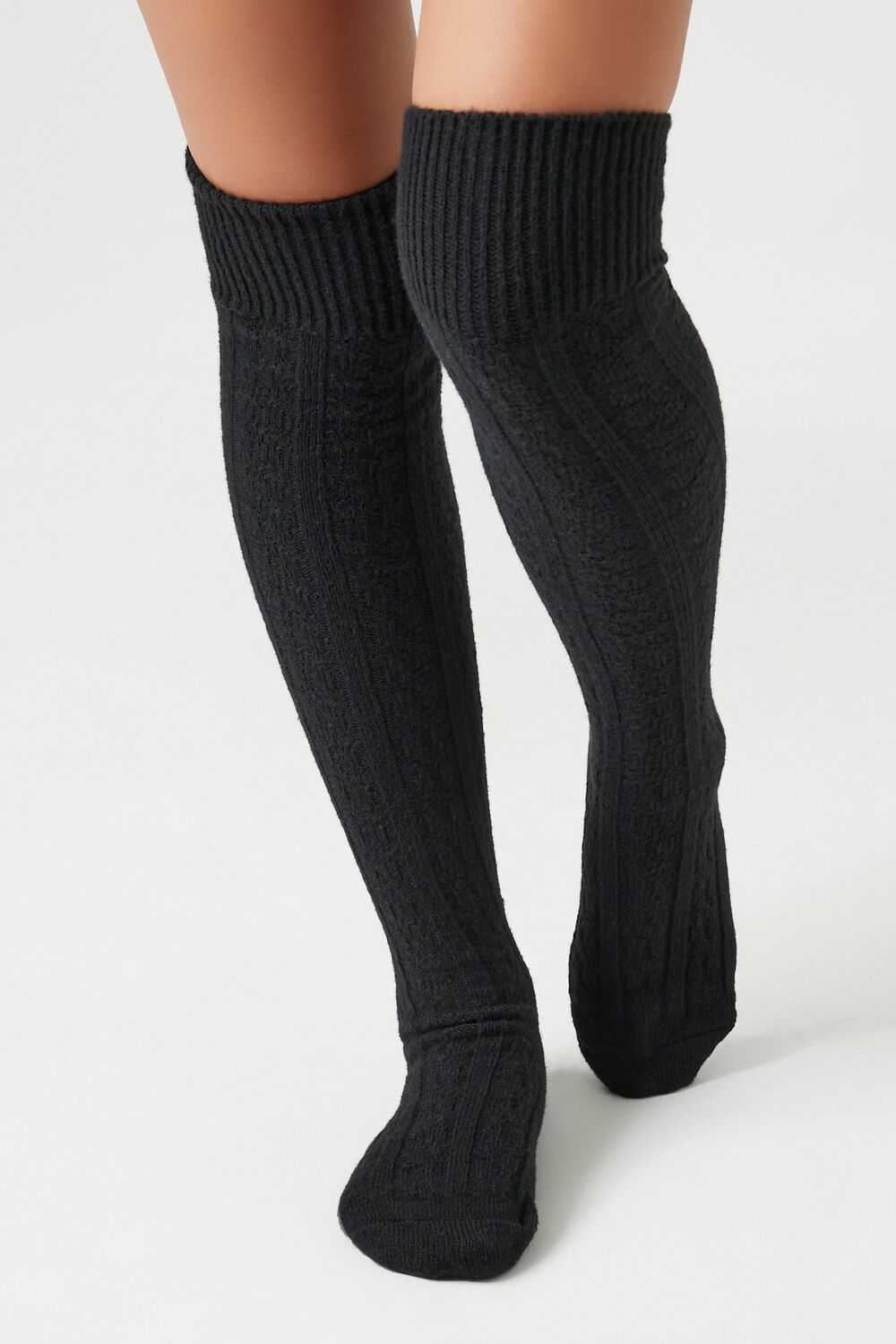 Cable Knit Knee-High Socks-Feelings Star