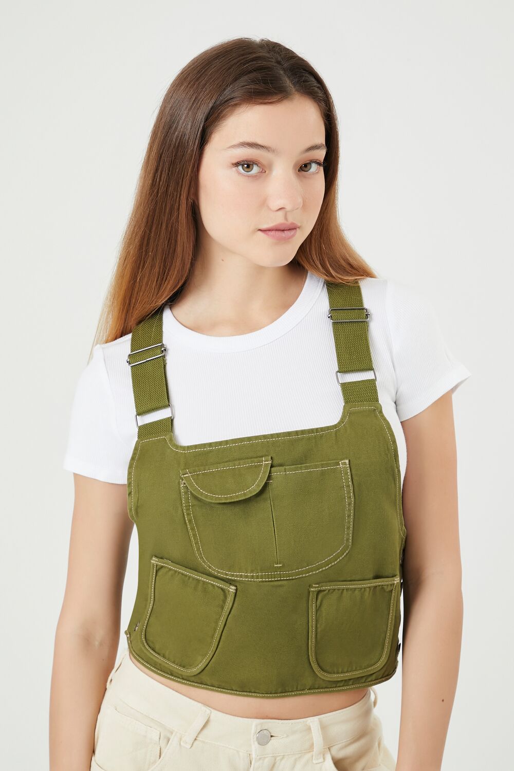 Twill Overall Crop Top-Feelings Star