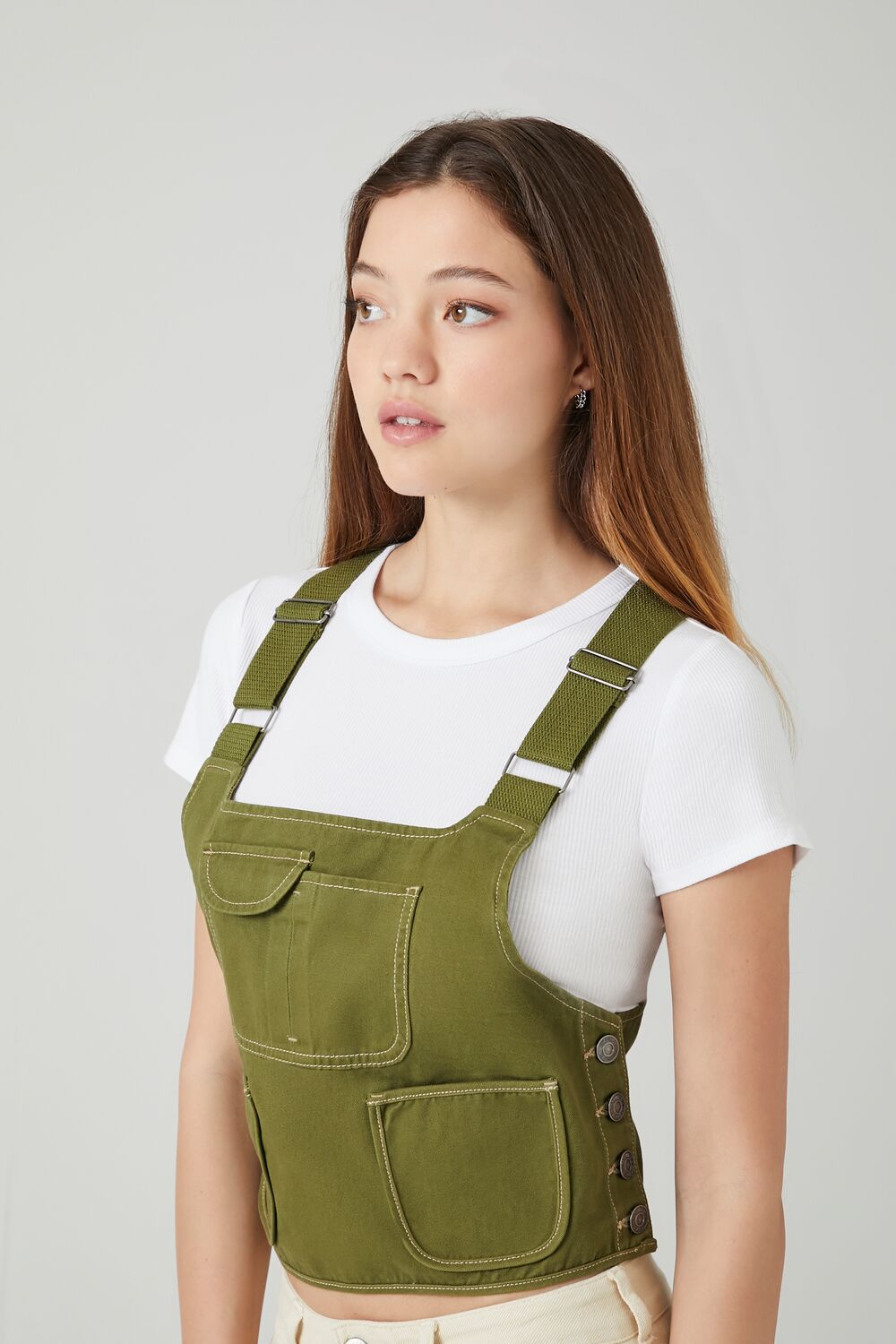 Twill Overall Crop Top-Feelings Star
