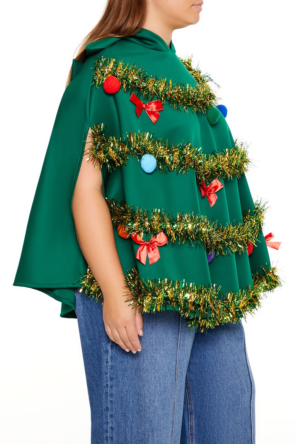 Plus Size Christmas Tree Poncho-Feelings Star