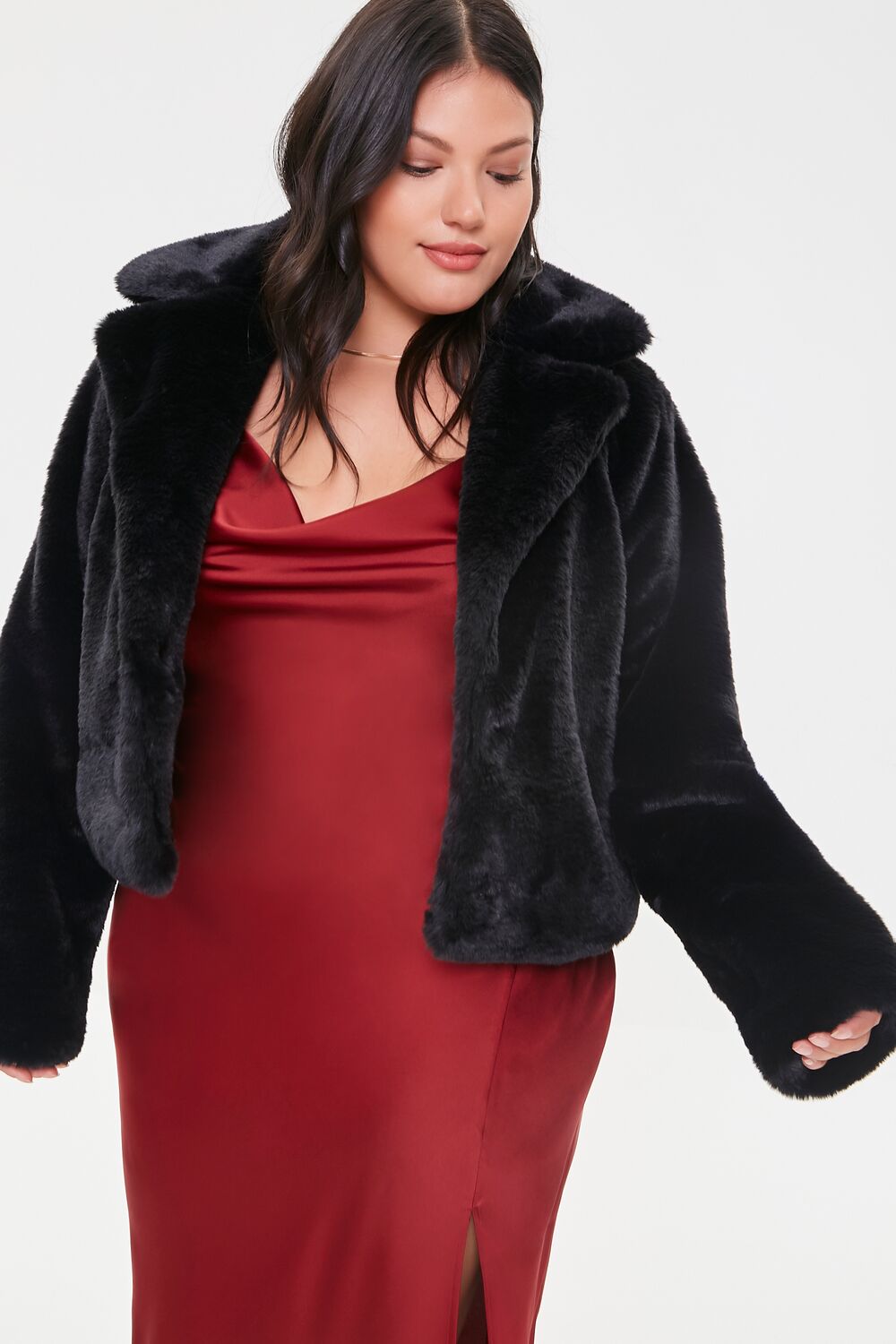 Plus Size Faux Fur Coat-Feelings Star