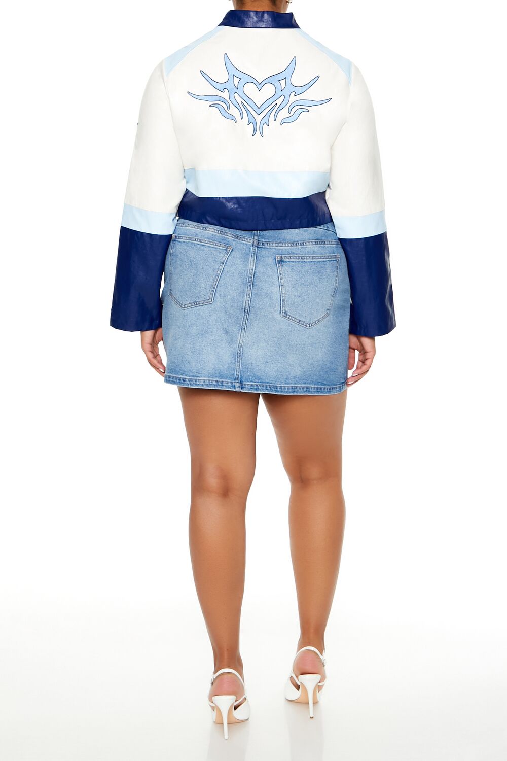 Plus Size Denim Mini Skirt-Feelings Star
