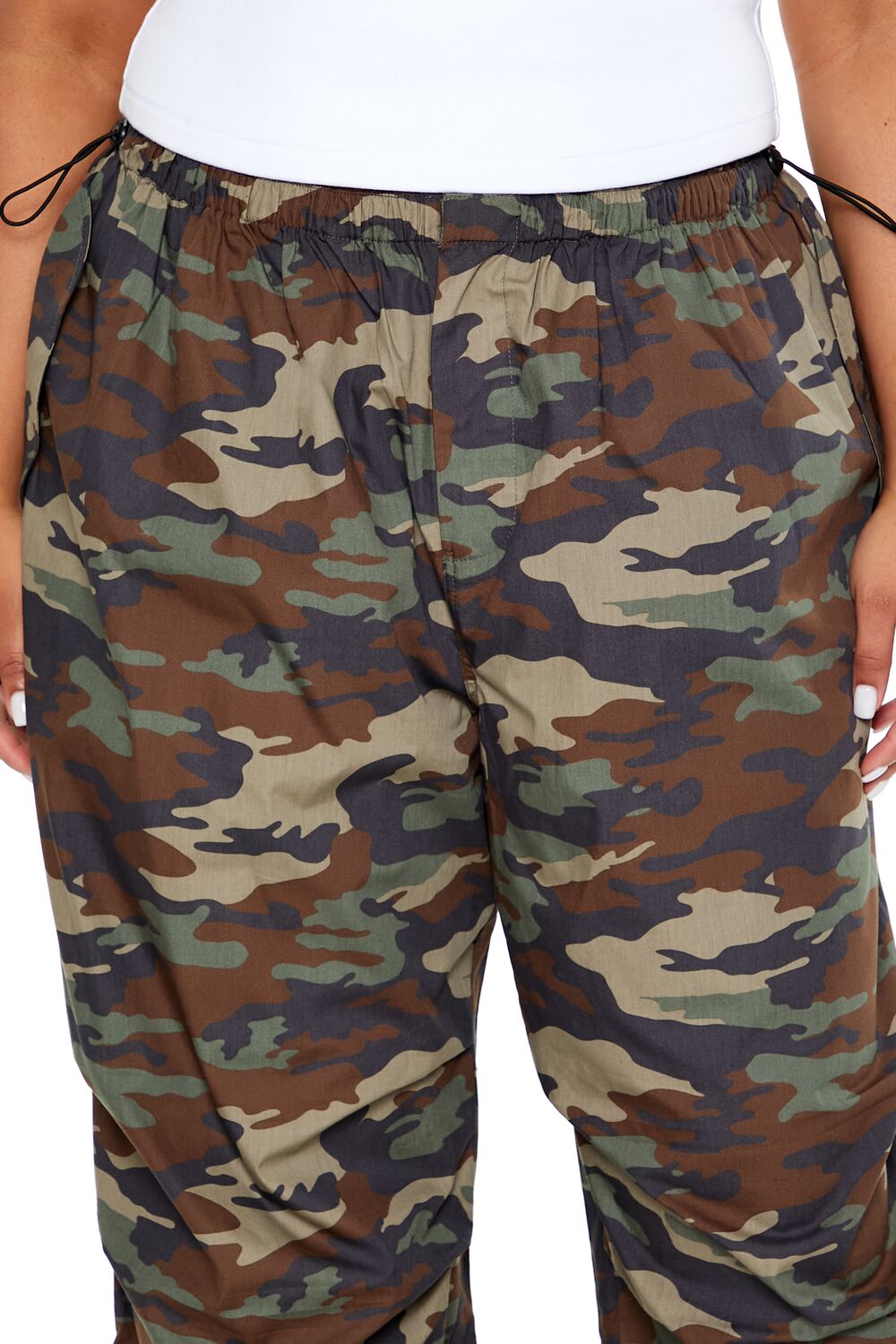 Plus Size Drawstring Camo Pants-Feelings Star