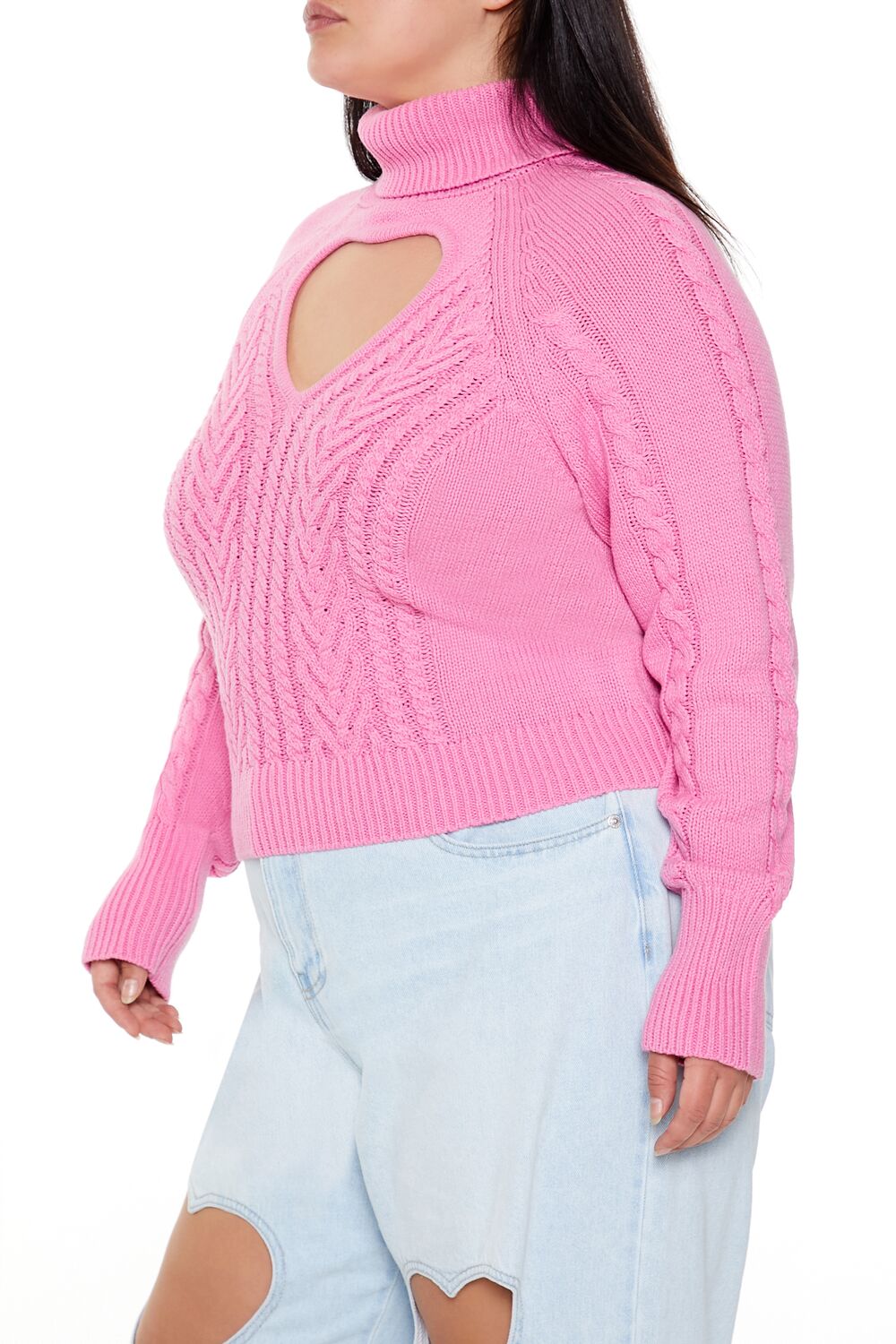 Plus Size Heart Cutout Sweater-Feelings Star