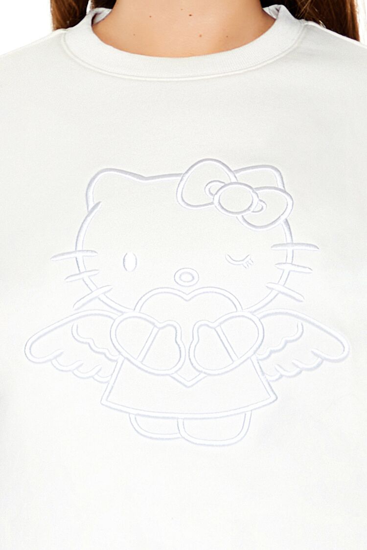 Plus Size Embroidered Hello Kitty Pullover-Feelings Star