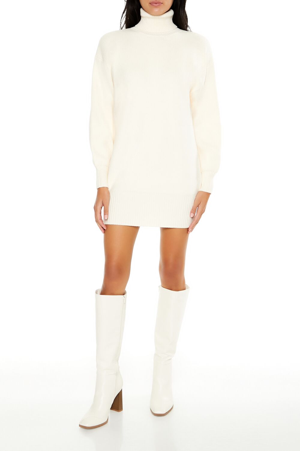 Turtleneck Mini Sweater Dress-Feelings Star