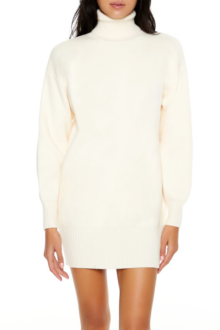 Turtleneck Mini Sweater Dress-Feelings Star