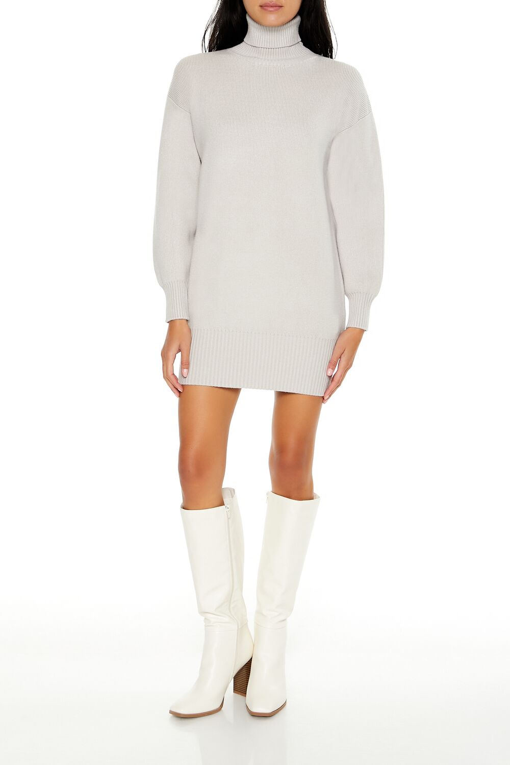 Turtleneck Mini Sweater Dress-Feelings Star