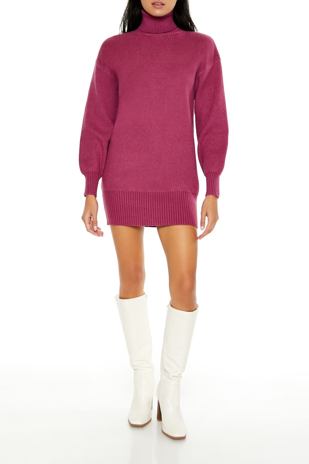 Turtleneck Mini Sweater Dress-Feelings Star