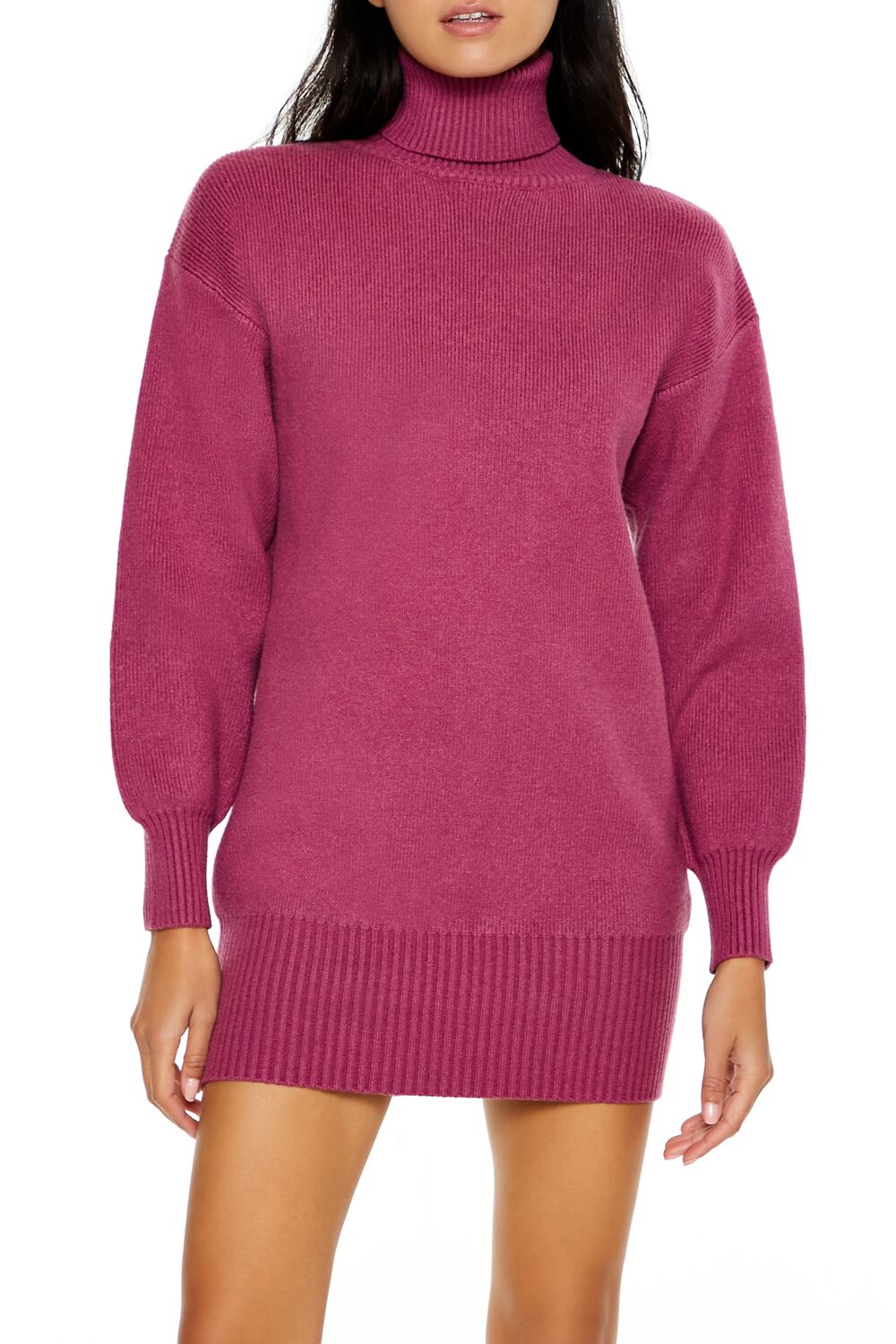 Turtleneck Mini Sweater Dress-Feelings Star