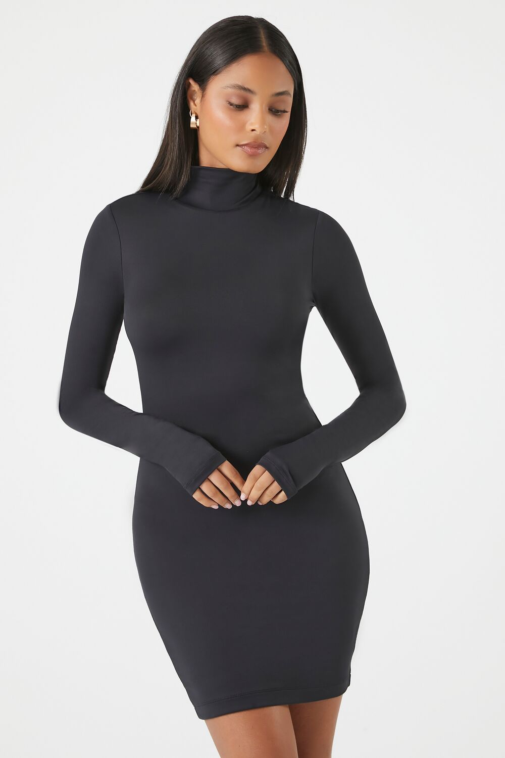 Turtleneck Contour Sculpt Mini Dress-Feelings Star