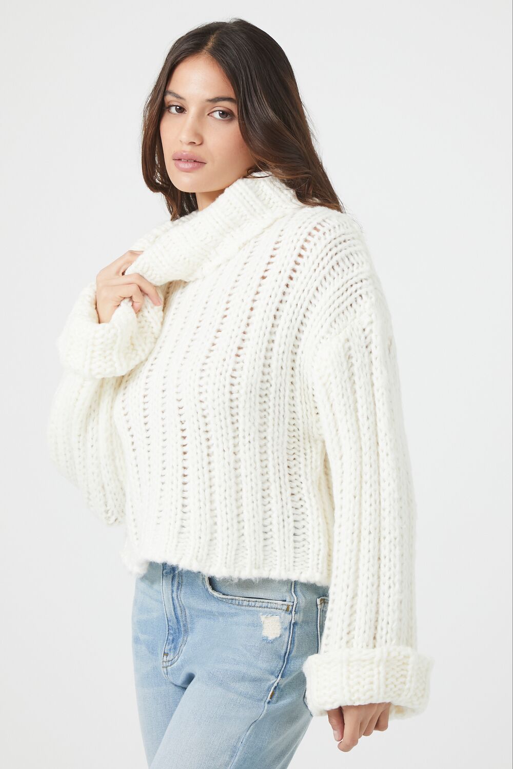 Turtleneck Cropped Sweater-Feelings Star