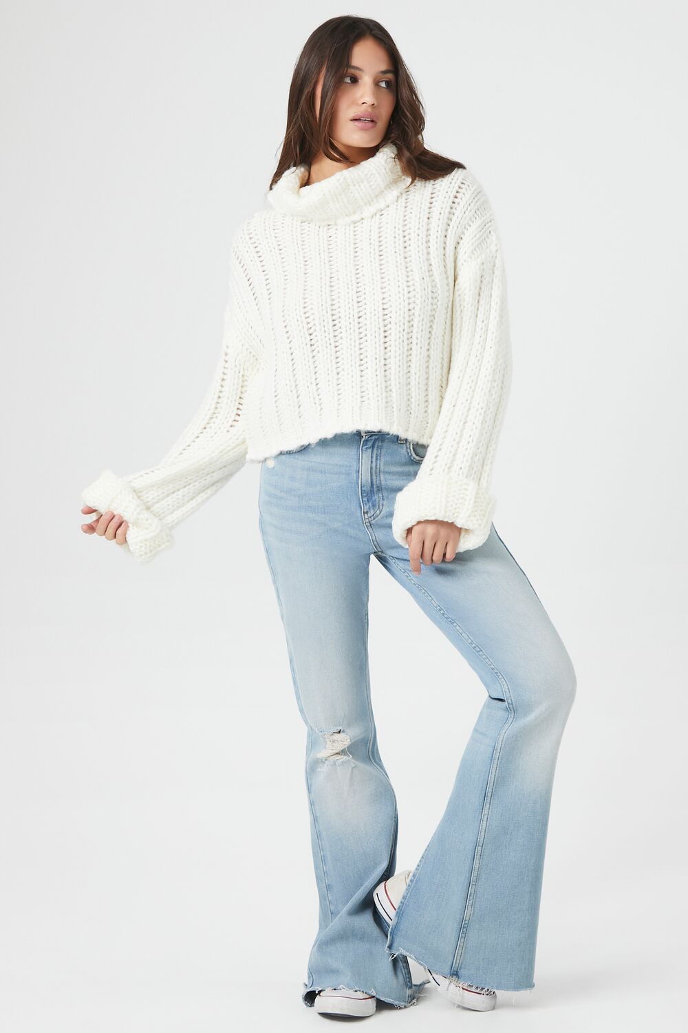 Turtleneck Cropped Sweater-Feelings Star