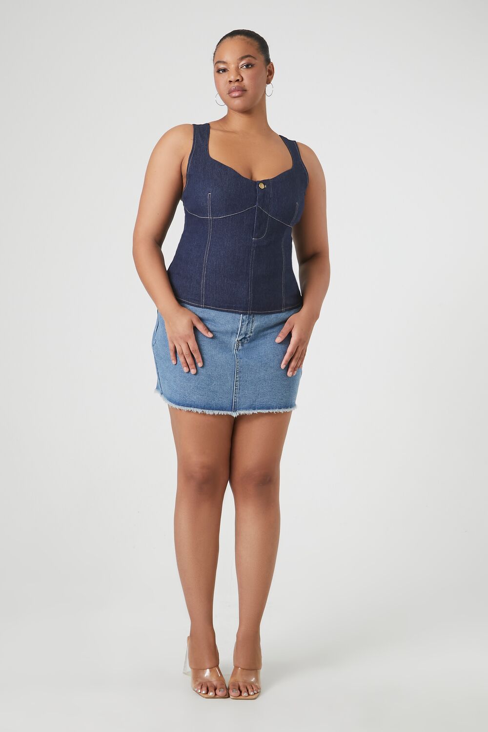 Plus Size Denim Bustier Top-Feelings Star