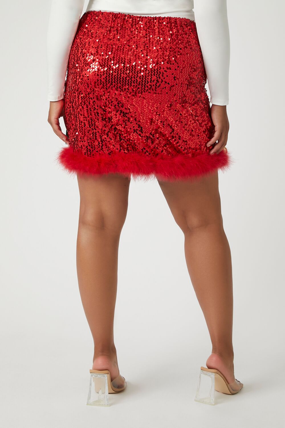 Plus Size Sequin Ornament Mini Skirt-Feelings Star