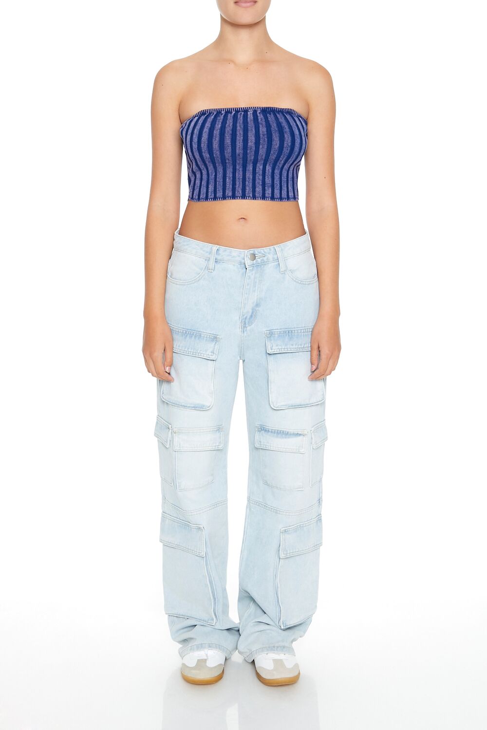 Striped Tube Crop Top-Feelings Star