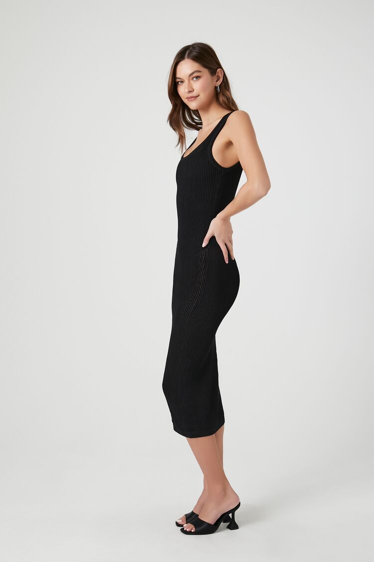 Sheer Bodycon Midi Sweater Dress-Feelings Star