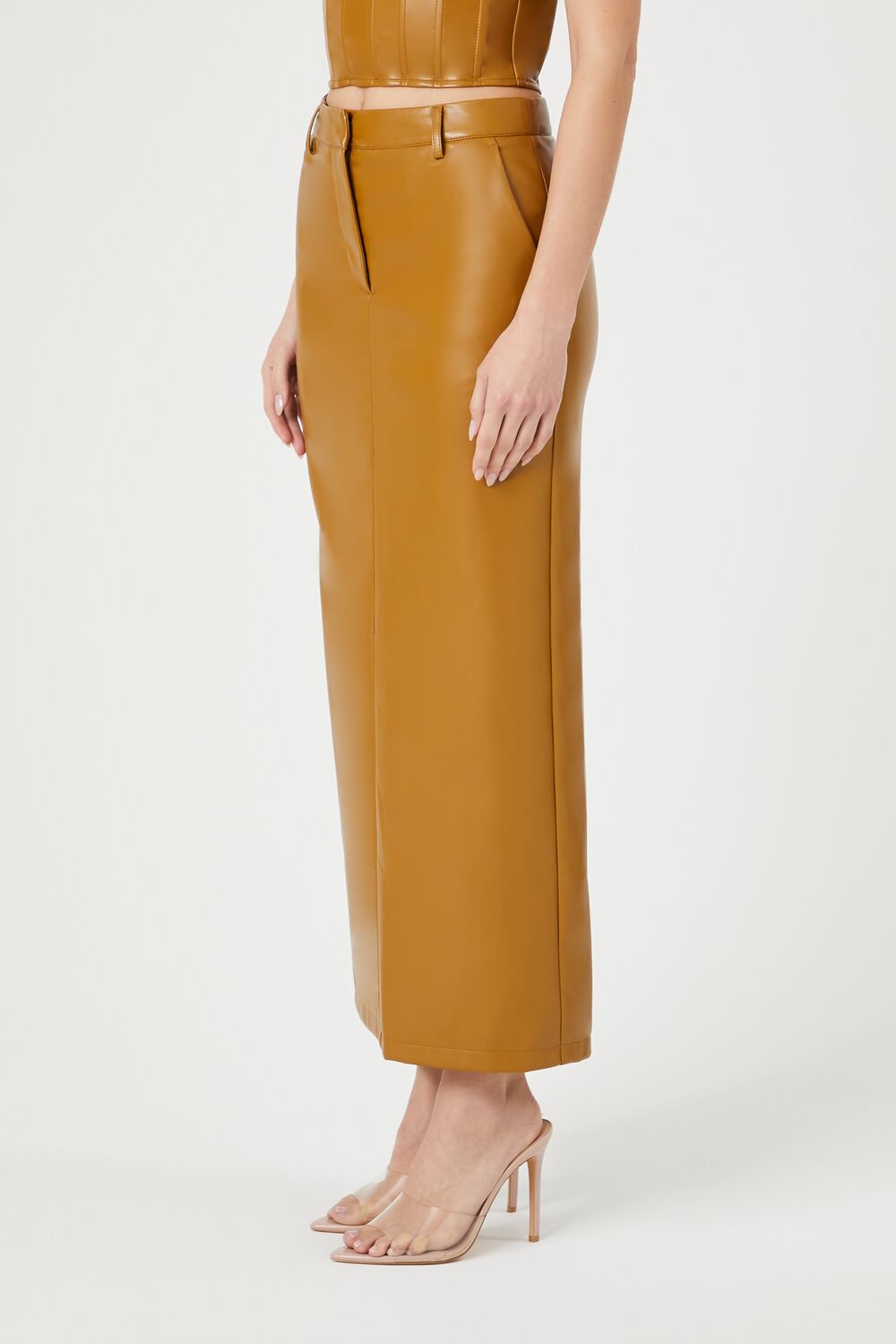 Faux Leather Maxi Skirt-Feelings Star