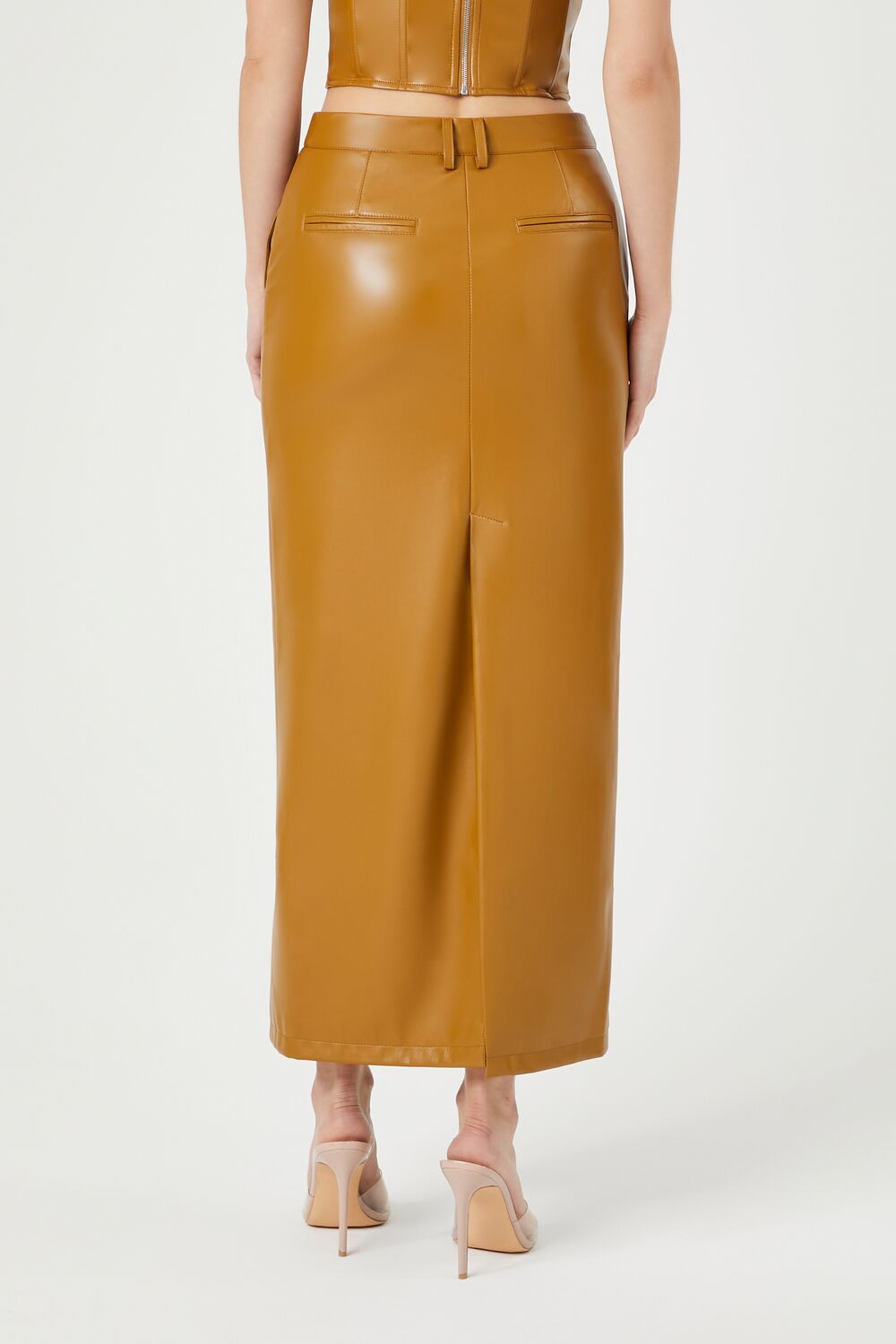 Faux Leather Maxi Skirt-Feelings Star