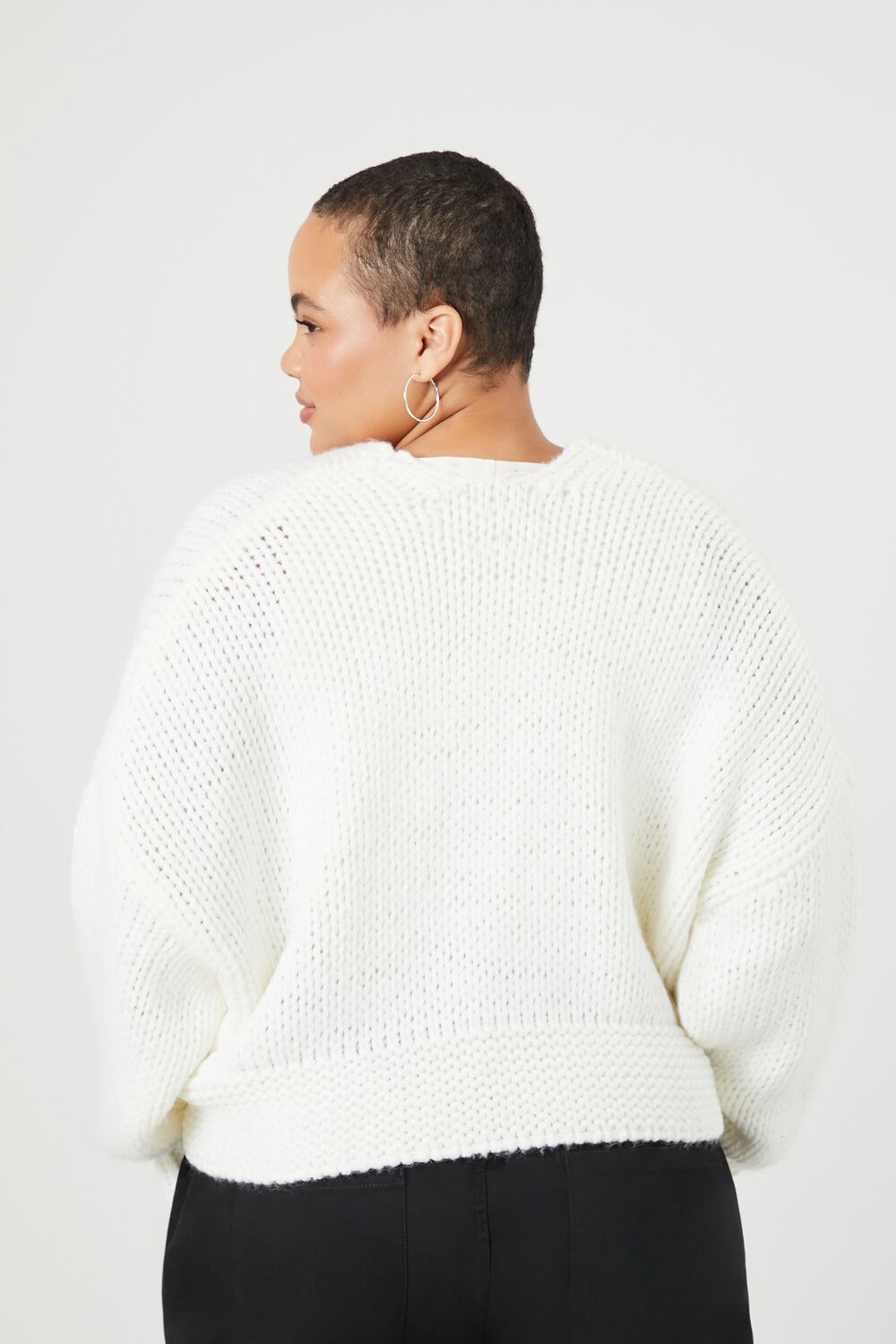 Plus Size Open-Front Cardigan Sweater-Feelings Star