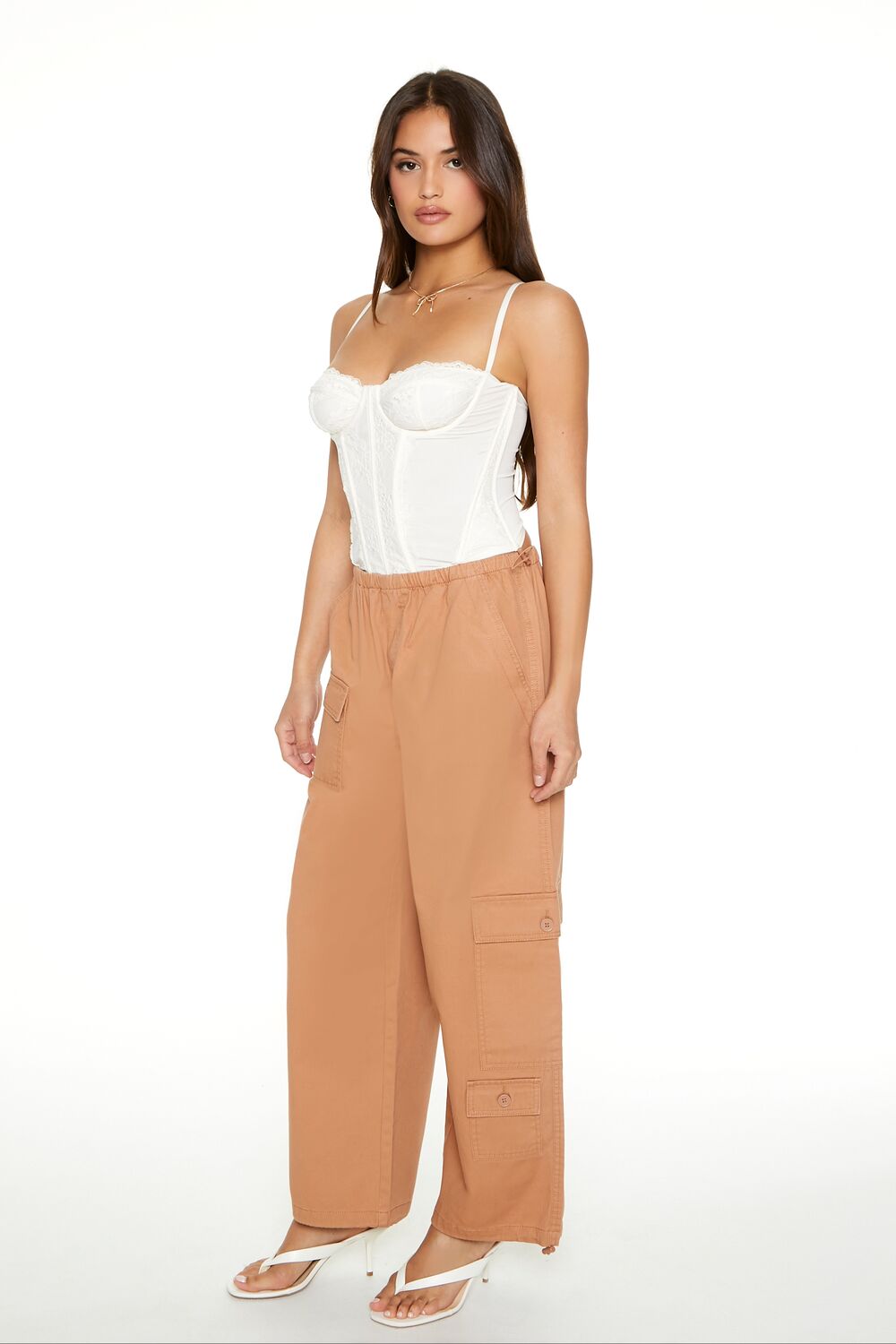 Twill Toggle Drawstring Cargo Pants-Feelings Star