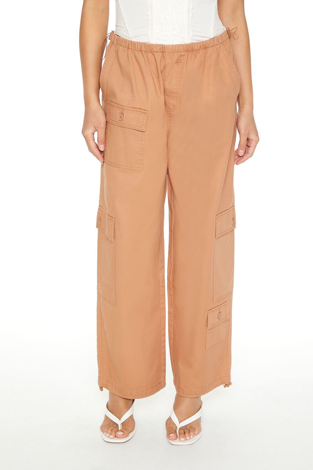 Twill Toggle Drawstring Cargo Pants-Feelings Star