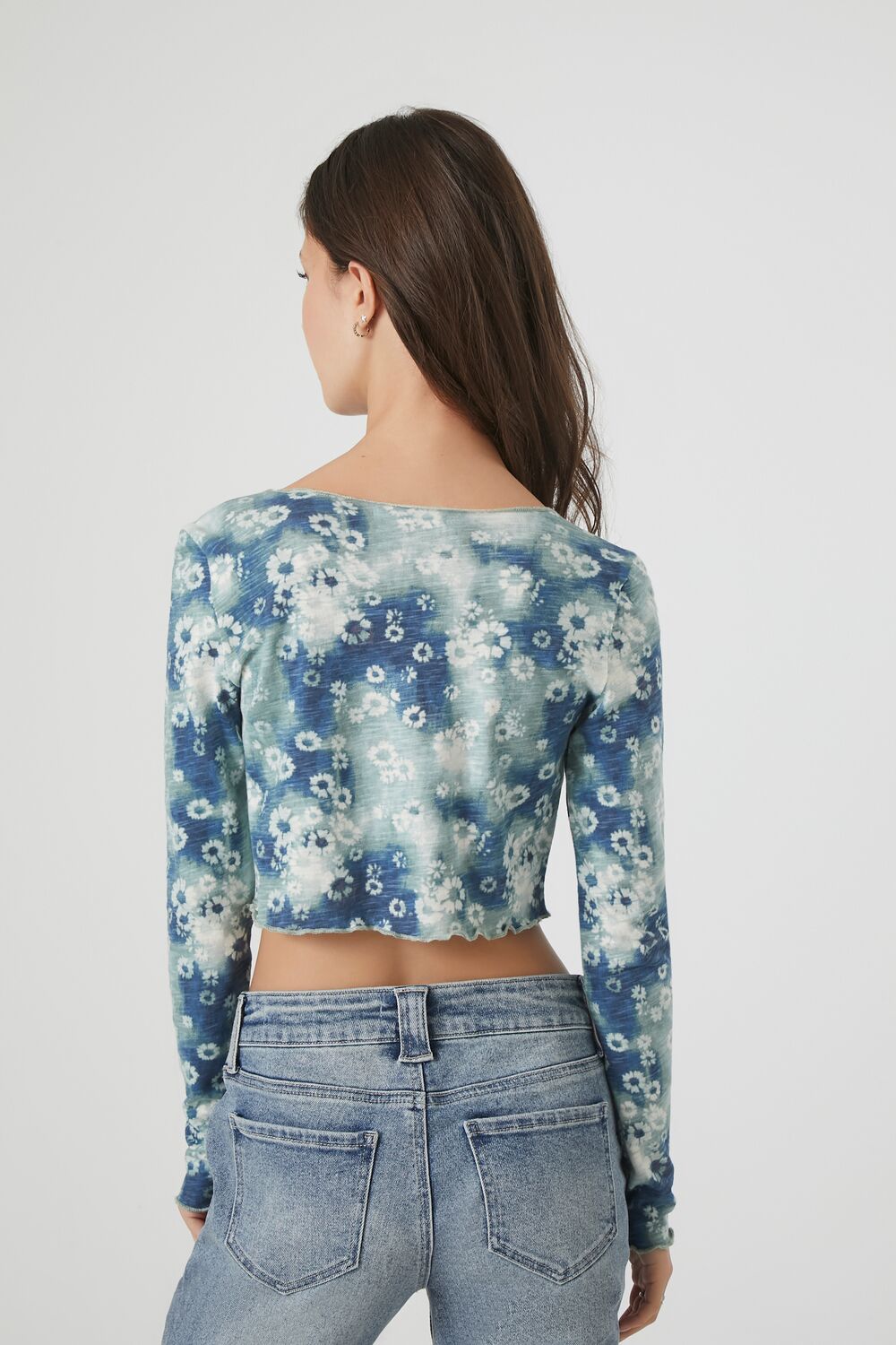 Tie-Dye Floral Print Crop Top-Feelings Star
