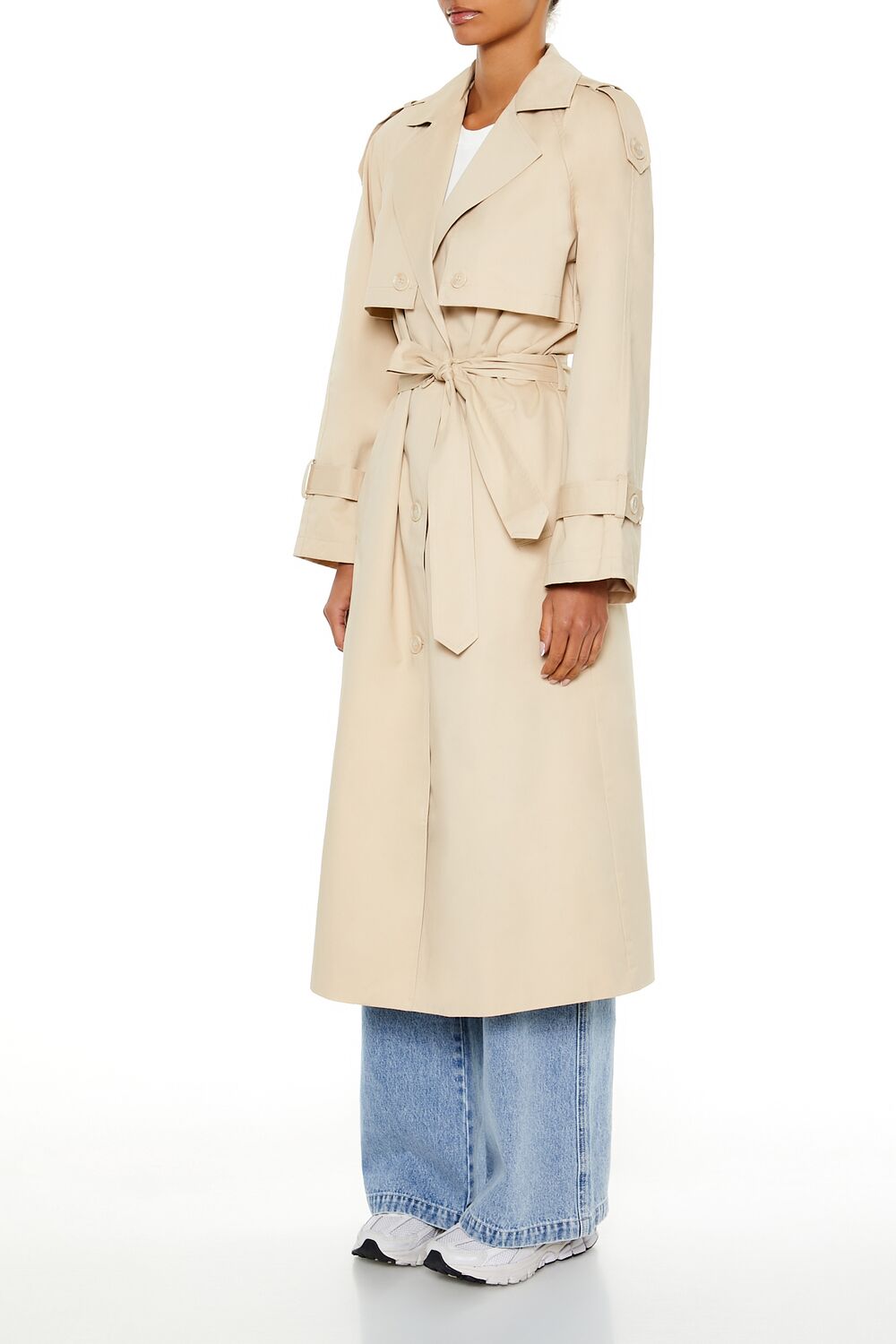 Tie-Front Notched Trench Coat-Feelings Star
