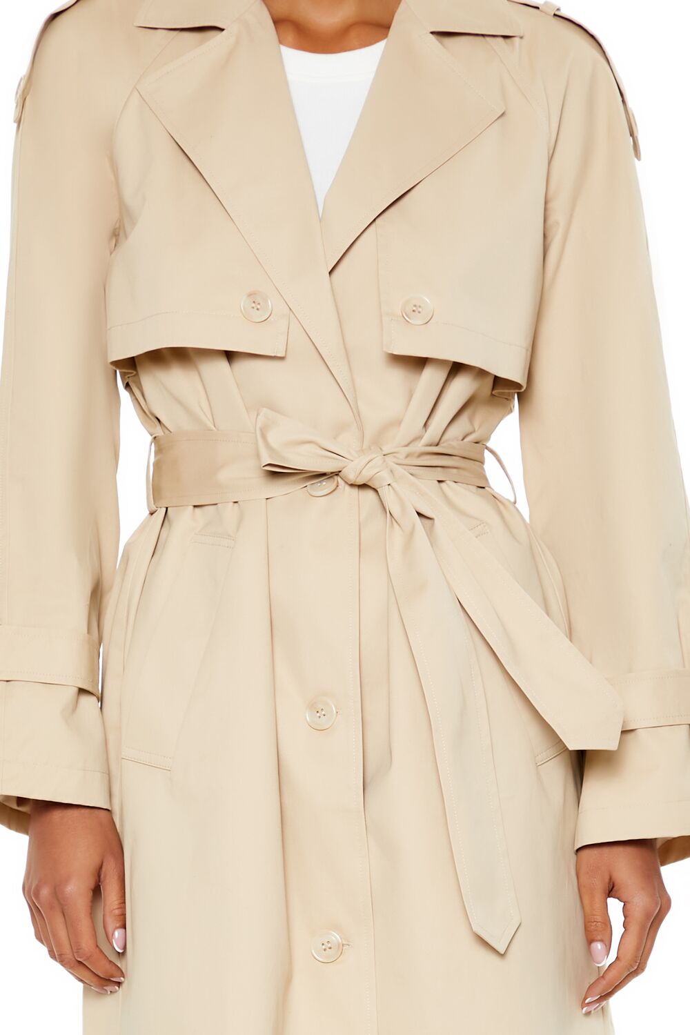 Tie-Front Notched Trench Coat-Feelings Star
