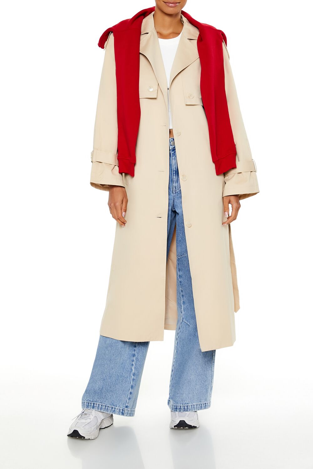 Tie-Front Notched Trench Coat-Feelings Star