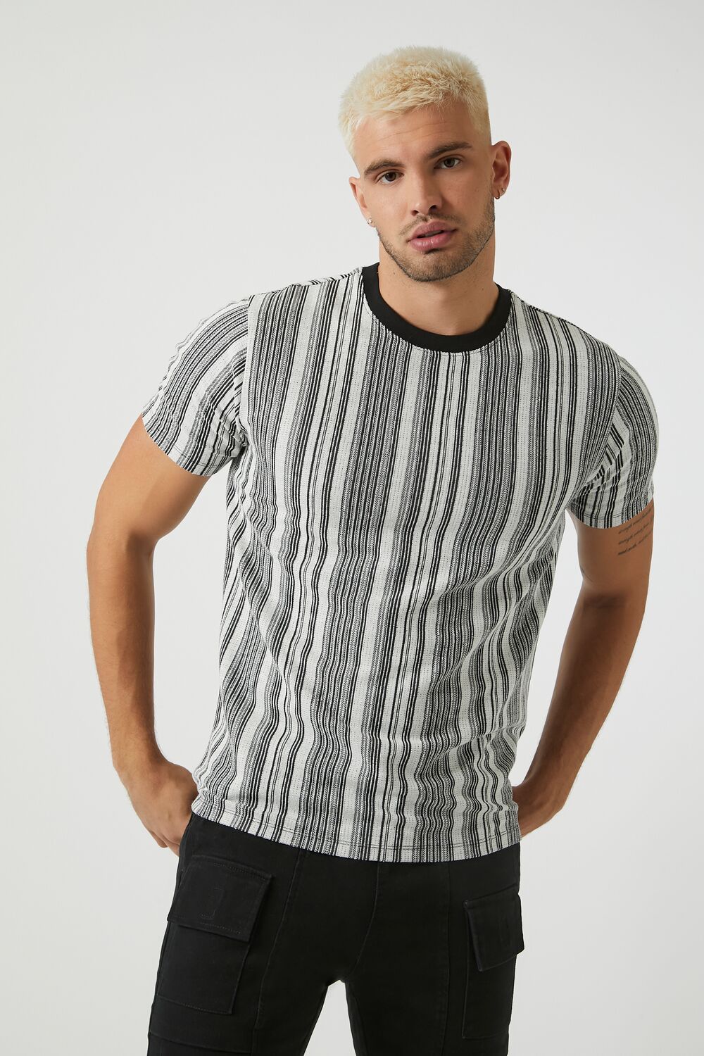 Striped Contrast Crew Tee-Feelings Star