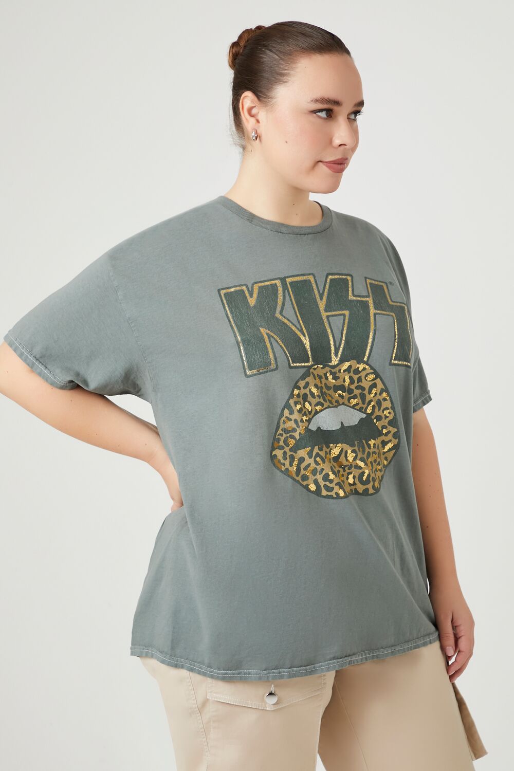 Plus Size Oversized Metallic Kiss Tee-Feelings Star