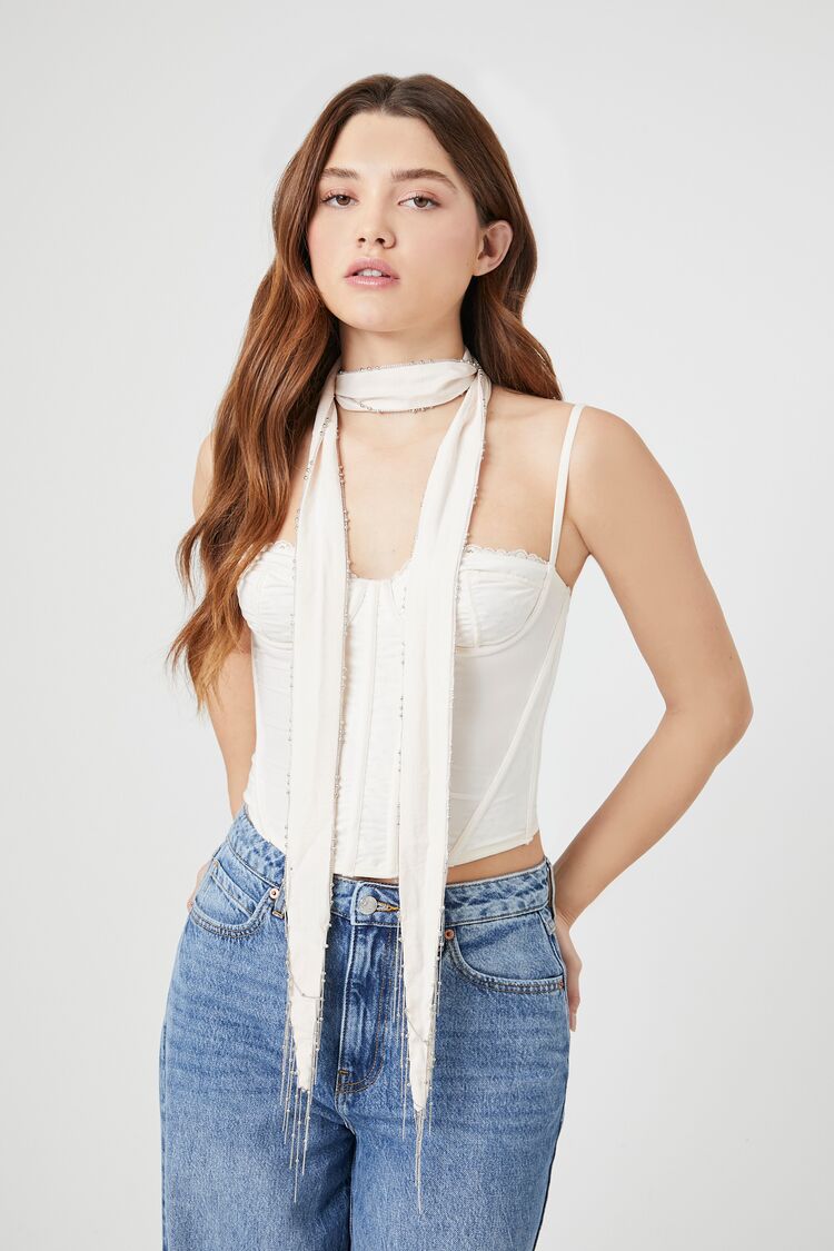 Chain-Fringe Oblong Scarf-Feelings Star