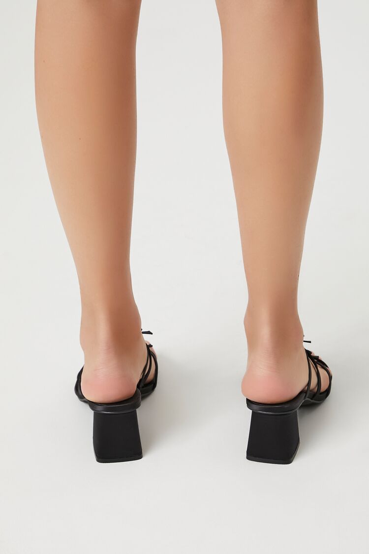 Strappy Satin Bow Block Heels-Feelings Star