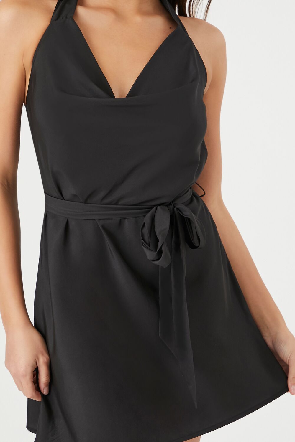 Tie-Waist Halter Mini Dress-Feelings Star