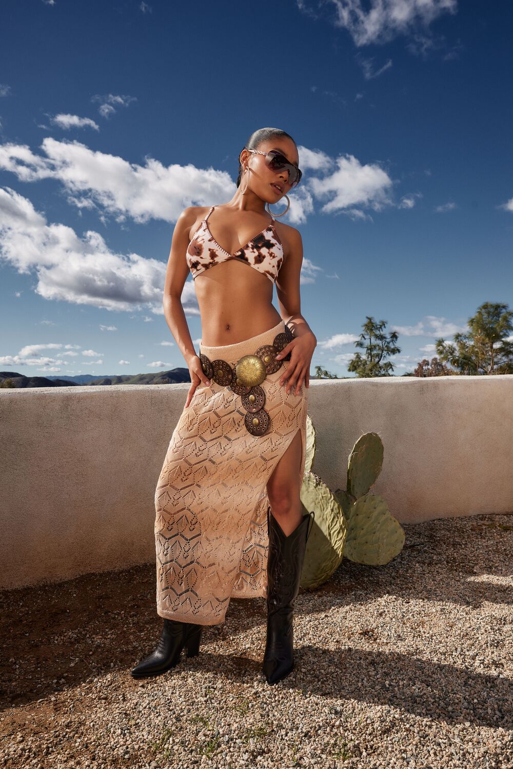 Striped Crochet Maxi Skirt-Feelings Star