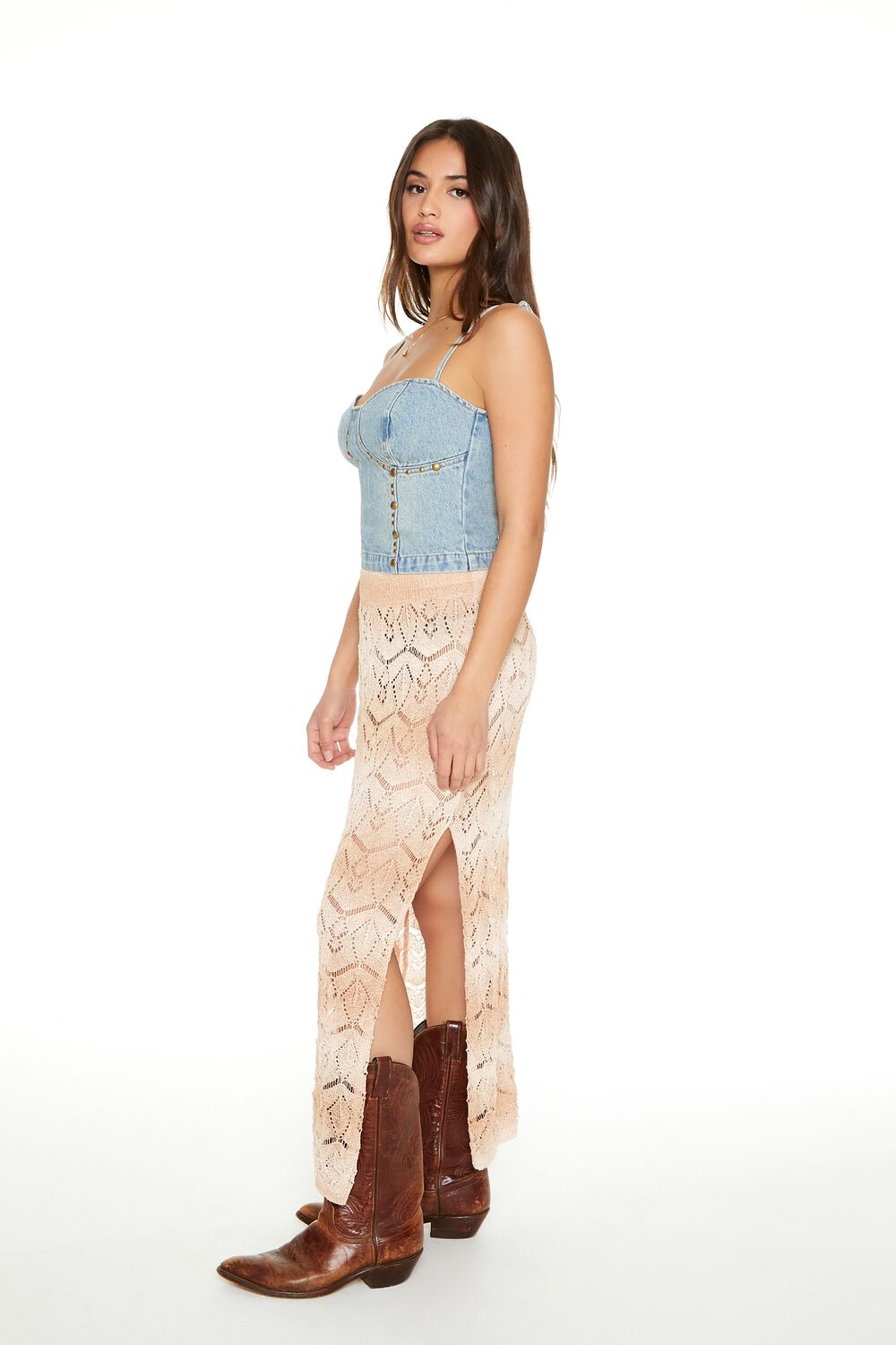Striped Crochet Maxi Skirt-Feelings Star