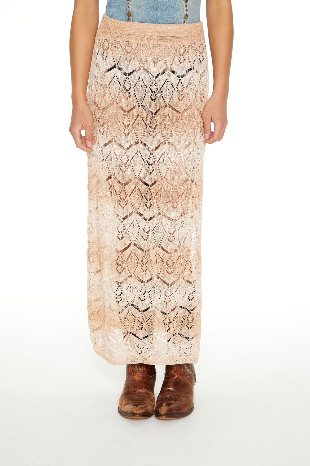 Striped Crochet Maxi Skirt-Feelings Star
