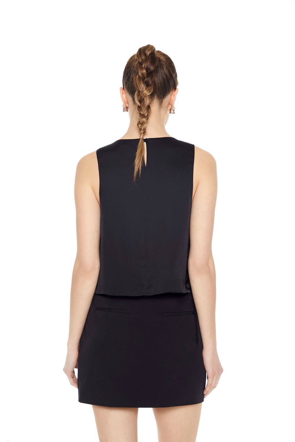 Satin Sleeveless Bow Top-Feelings Star