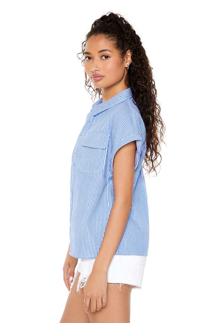 Striped Cap-Sleeve Shirt-Feelings Star