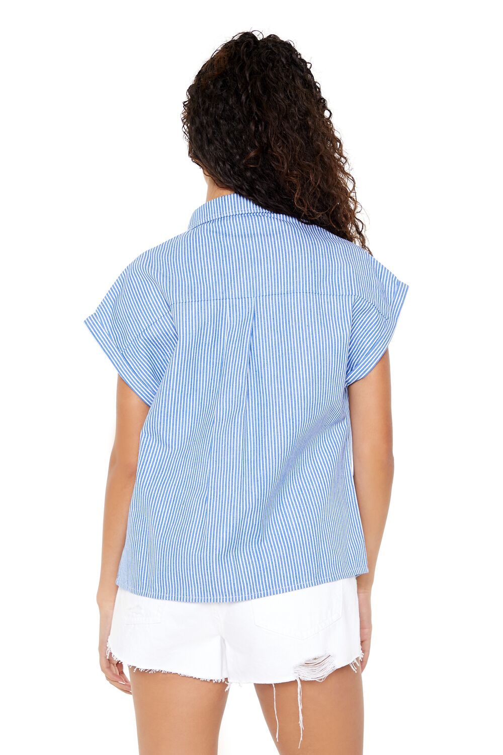 Striped Cap-Sleeve Shirt-Feelings Star